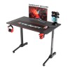 Computer Gaming Table Black With Headphone Hook & Cup Holder