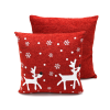 JACQUARD CUSHION 18X18 RED SNOWFLAKE REINDEER