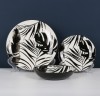 Dinnerware 12pc Set Black Leaves