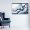 Abstract Blue White  Wave S22-75x115 Printed Canvas In Frame