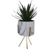 Artificial Succulent Plant in White Marble Ceramic pot with gold Metal Stand
