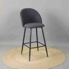 BAR STOOL DELUXE BEIGE W/BLK METAL LEGS