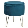 STORAGE STOOL BLUE WITH GOLD METAL LEGS