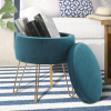 ATELIER DU NORD - STORAGE STOOL WOOD FRAME GOLD METAL LEG