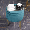 STORAGE STOOL BLUE With GOLD METAL LEGS