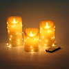 Led Candle 3Pc Set Birch Look W/Remote