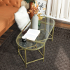 Demaio | 3-Piece Golden Oval Glass Coffee Table