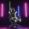 BLACK W/ WHITE PVC UPHOLSTERED HIGH BACK GAMING/OFFICE CHAIR