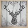 Wall Art Deer Head Wood Grey 30X30Cm