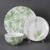 Dinnerware 12pc Set Green Leaves