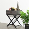 Side Table Pizarro Grey Finish W/Drawer & Metal Frame 40X48X