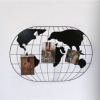 WORLD MAP WALL ART 60X40 BLACK W/CLIPS