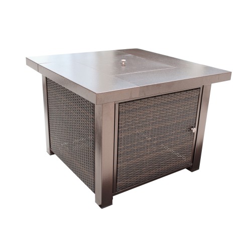 Square Propane Outdoor Fire Pit Table with Lid | 96x96x61cm