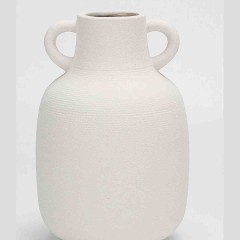 Lauren Taylor - White Ceramic Ridged Vase with Handles