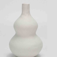 Lauren Taylor - White Ceramic Rippled Hourglass Bud Vase