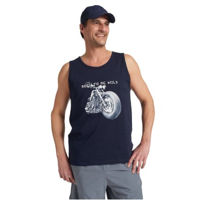 Polargear - Navy Graphic Tank Top - BORN TO BE WILD