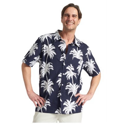 Polargear - Chemise palmier bleu marine et blanche