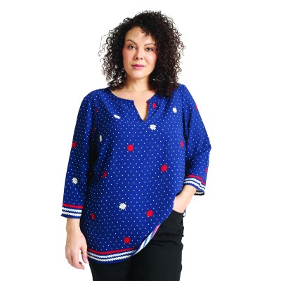 Navy Print Blouse