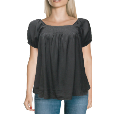 Woven Short Puff Sleeve Top