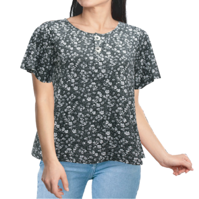 Floral Knit Top with buttons 