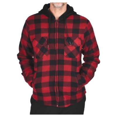 Top en flanelle à col pour hommes avec flan noir/rouge