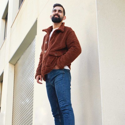 Veste Sherpa pour homme - marron