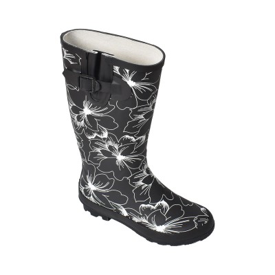 Ladies Real Rubber Hi Boots-black