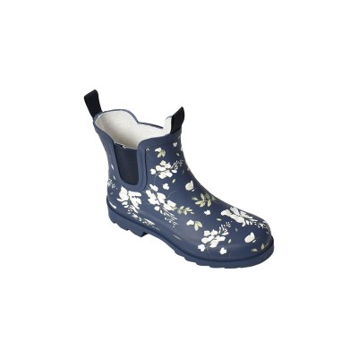 Ladies  Real Rubber Short Boots-Navy