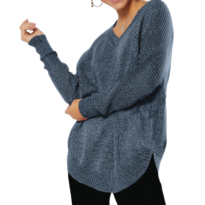 O/s Pullover V-neck Contrast Twisted Yar