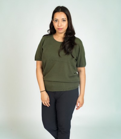 Short Sleeve Acrylic Crew Neck