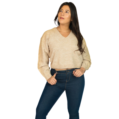 Cropped Vneck Solid Colour