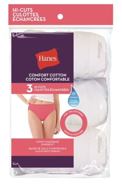 Hanes  Blanc  Coton Confortable Échancrées 3-Pack -H1430T