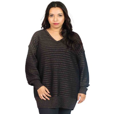 Pull à rayures et côtes en Lurex