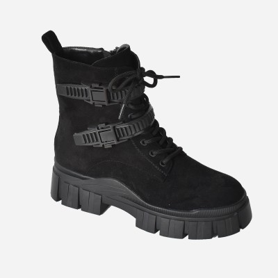 Lace Up Boot With Zip